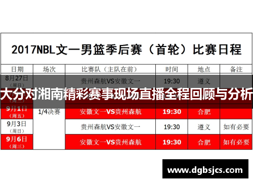 大分对湘南精彩赛事现场直播全程回顾与分析